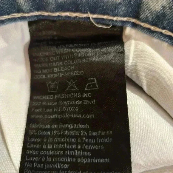 South Pole Skinny Distressed Light Wash Jeans Mens Size 34 - Picture 10 of 11